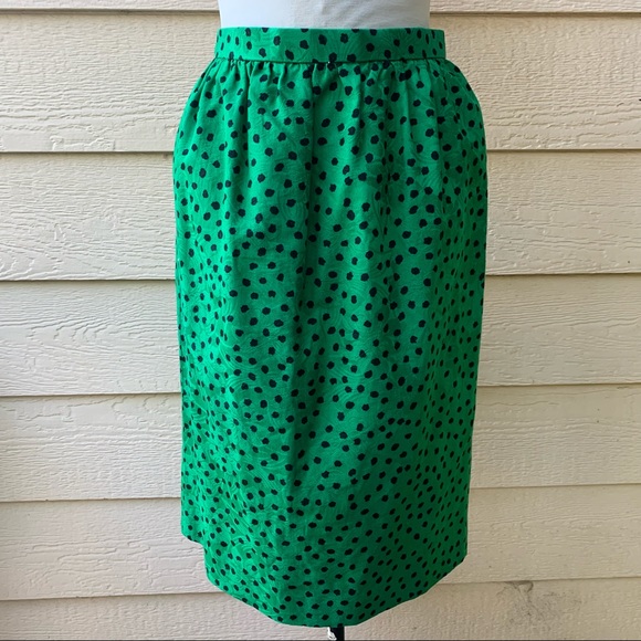 🔥SOLD🔥Vintage Polka Dot Green and Black Pencil Skirt - Picture 2 of 4